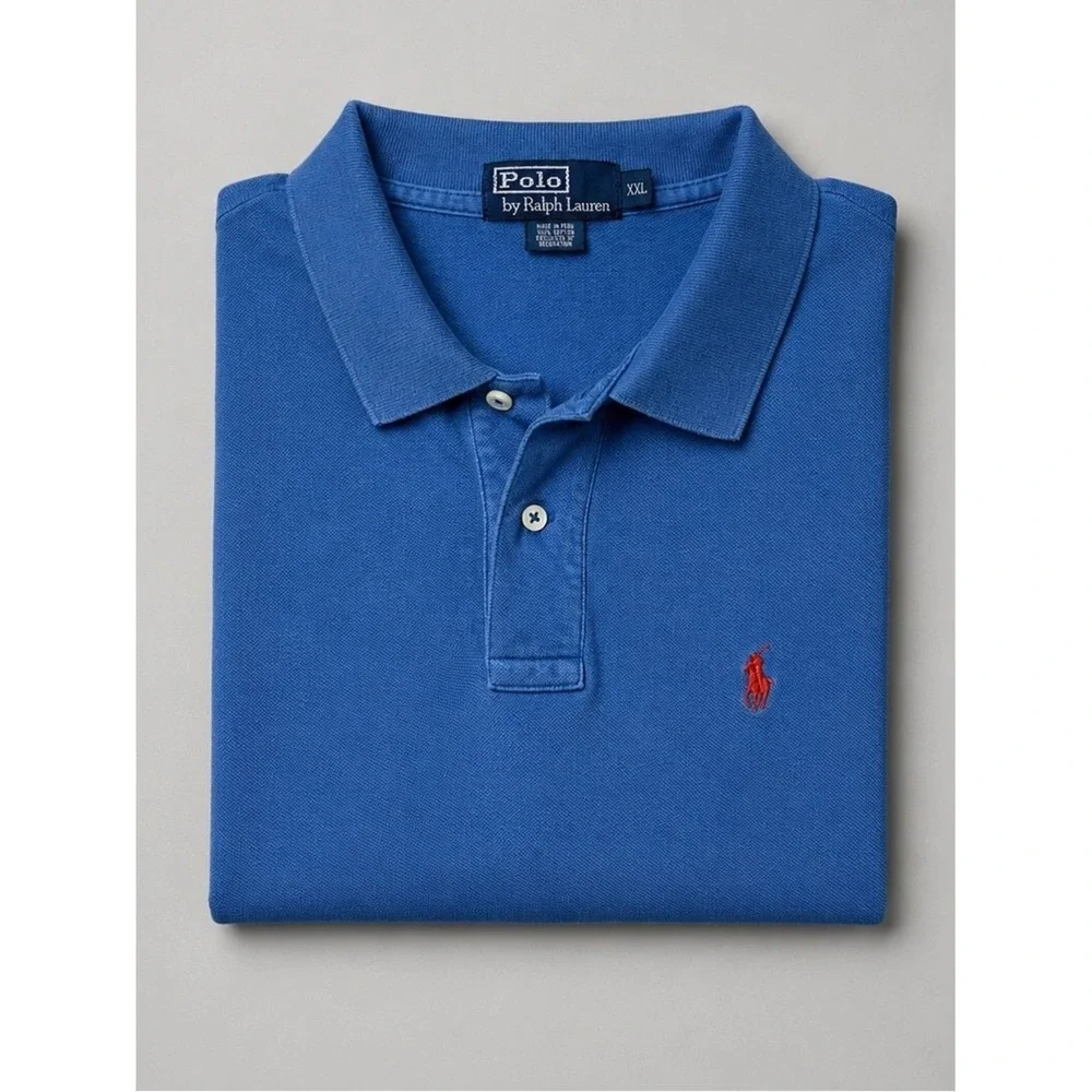 Vintage Polo Ralph Lauren Polo Shirt XXL Preppy Logo Pony Golf Tennis Prep Blue